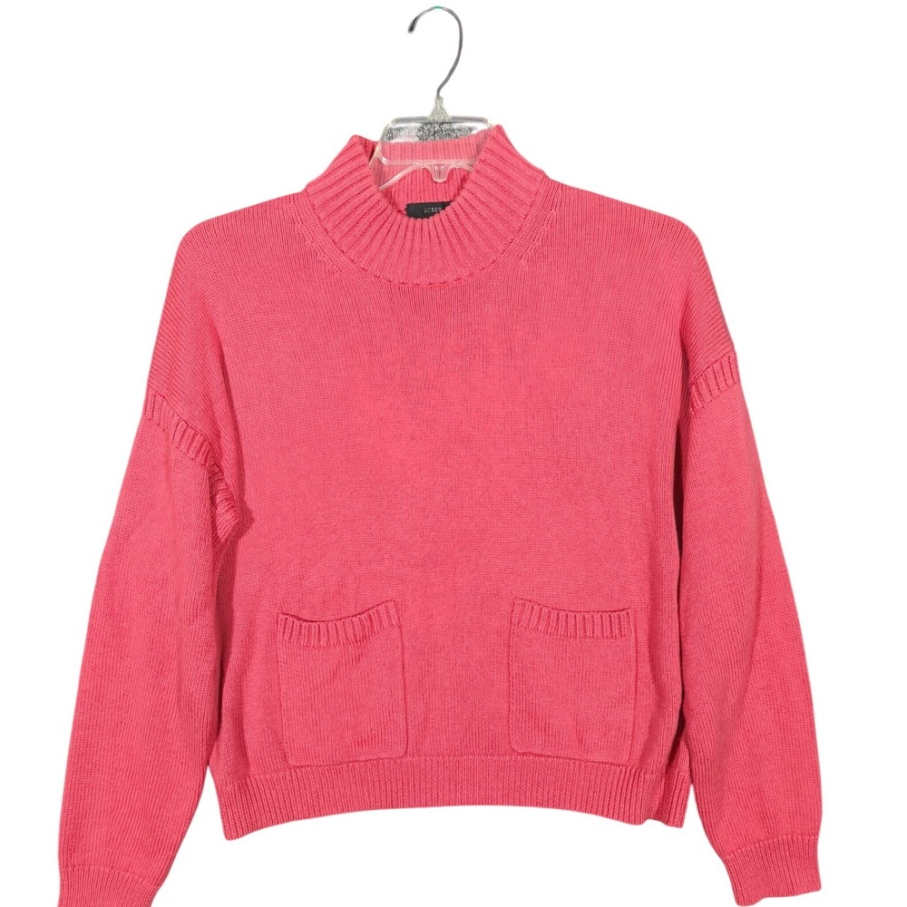 J.Crew Pink Cotton Cashmere Blend Mock Neck Pocket Sweater Medium